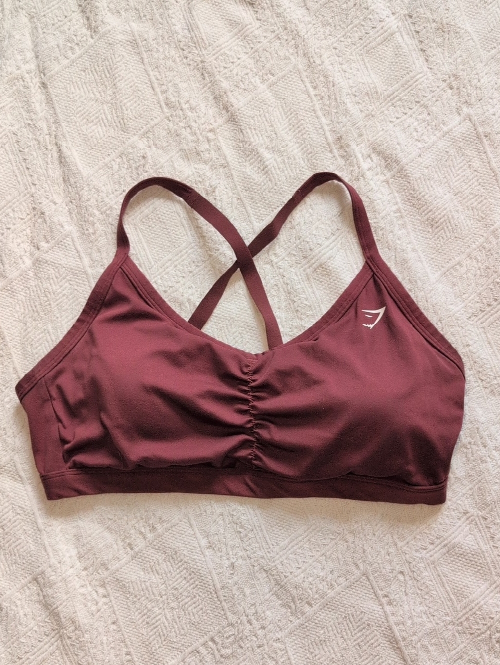 Gymshark Wine Ruched Crossback Sports Bra